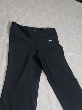 Nike Girls Black Performance Leggings with White Swoosh